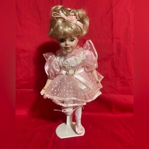 Collectible vintage porcelain ballerina doll on a stand-12”-13”tall